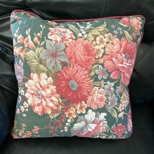 Croscill Granada Green Burgundy Floral Decorative Pillow 16" x 16" USA
